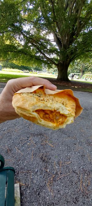 Butter chi*ken pie at Barefoot Eatery in Christchurch