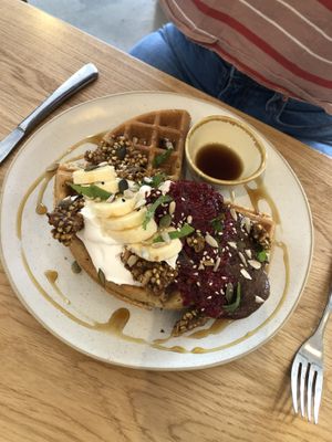 Waffles at Barefoot Eatery in Christchurch