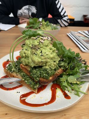 Smashed avo on toast!  at Barefoot Eatery in Christchurch