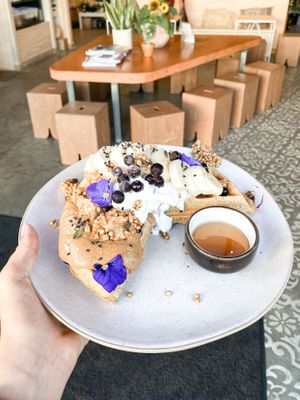 Yuuuuummmmy waffles! at Barefoot Eatery in Christchurch