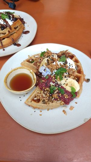 Waffles at Barefoot Eatery in Christchurch