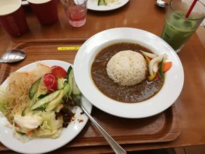 Vegan rice dish with self-compiled salad at Dorobushi in Tokyo