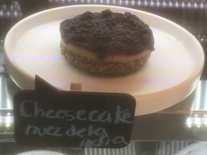 cashew + blackberry cheesecake  at Green & Yang in Mexico City