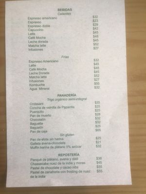 menu 2 at Green & Yang in Mexico City