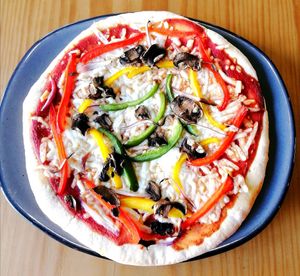 Pizza vegan de vegetales o setas al pastor at Green & Yang in Mexico City