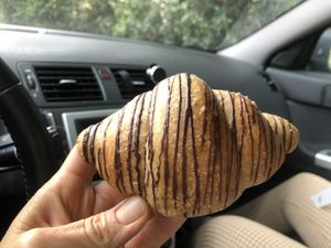 crossaint con relleno de chocolate  at Green & Yang in Mexico City