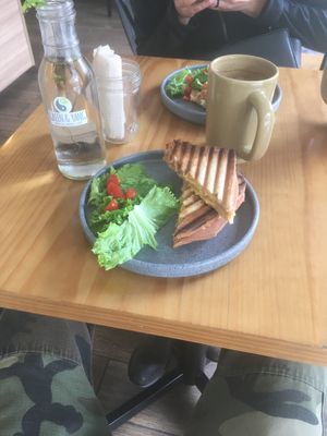 Vegan ram and cheese sandwich  at Green & Yang in Mexico City