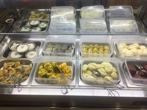   Various steamed buns  at ZhengNian Vegan Buffet in Qufu