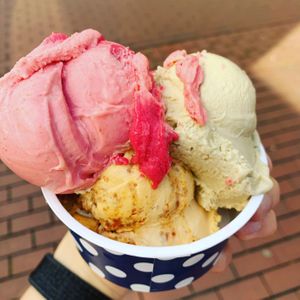 Raspberry-Mint, salted caramel, pistachio-all vegan at Kussmund in Giessen