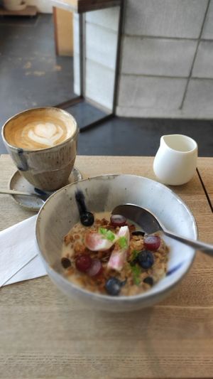 Soy latte and granola at ANY B&B + Coffee in Nara