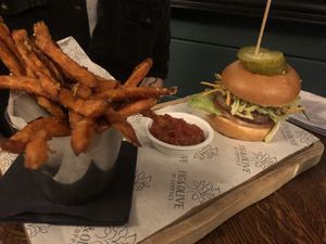Za’atar spiced celeriac burger at The Fig & Olive in Tamworth