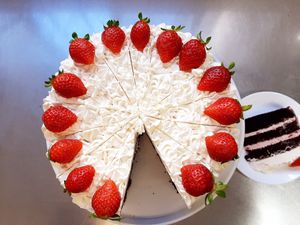 Chocolate and Berries cake with a delicious creamy vanilla frosting, best of all? It's vegan!!!  at Gopal - temporarily closed in Tours