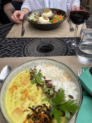 carrot & chickpea curry (vegan) - amazing!  at La Chèvre et Le Chou in Sarlat-la-caneda