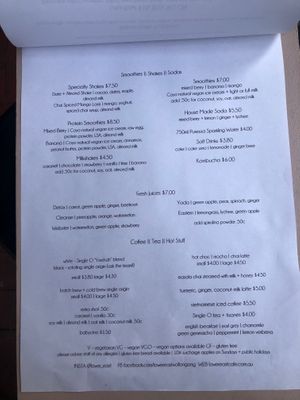 Menu Oct 19 at Lower East Cafe in Wollongong