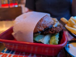 Faux beef burger at GLUT in Oxford