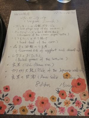 Menu  at Fujifuku in Tokyo