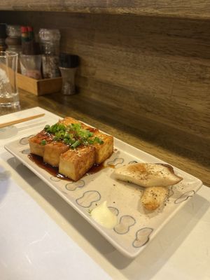 Fried tofu 😋 with mushrooms   at Fujifuku in Tokyo