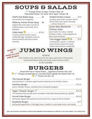 Soups, Salads, Wings and Burgers at The Feathery Pub in St Catharines