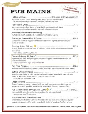 Mains at The Feathery Pub in St Catharines