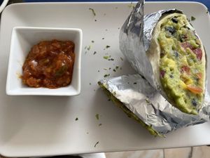 Veggie burrito made vegan  at Al-Gharb Coffee Roasters in Albufeira