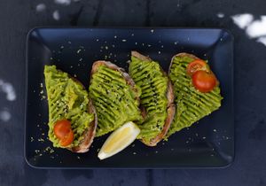 Smashed avo on sourdough toast at Al-Gharb Coffee Roasters in Albufeira