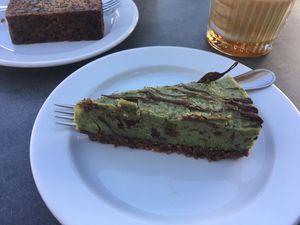 Vegan chocolate mint cheesecake  at Al-Gharb Coffee Roasters in Albufeira