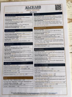 Food menu  at Al-Gharb Coffee Roasters in Albufeira