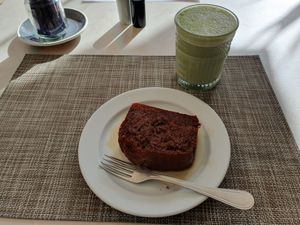 Vegan date cake at Al-Gharb Coffee Roasters in Albufeira