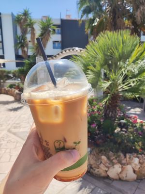 Caramel iced coffee at Al-Gharb Coffee Roasters in Albufeira