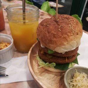 Falafel tower burger at Falafel Brothers - Shibuya in Tokyo