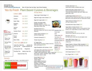 Updated menu 1/1/2020 at Yes It's Fresh in Cleveland