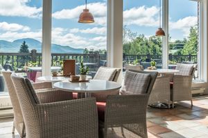 The Bistro ans it's view on mount Orford. at Spa Eastman Restaurant in Eastman