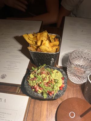Plantain chips with guac. This was really good  at Toca Madera in Scottsdale