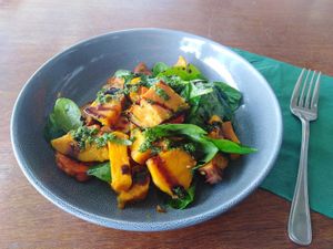 roast veg salad with pesto, $12 at Wild Sage Cafe in Kurow