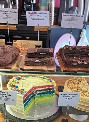 Vegan cakes on display at Cloud 9 in Brighton