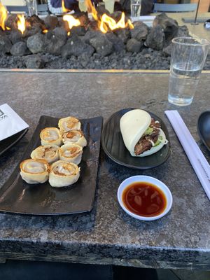 Vegan gyoza and impossible bao bun  at JINYA Ramen Bar in North Bethesda