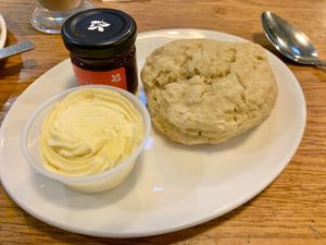 Vegan clotted cream scones at The Boathouse Tea Room in Pembroke