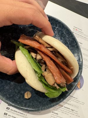 Vegan bacon bao  at LHR - Wagamama - T3 in West London