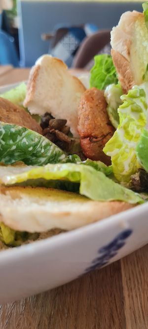 Cesar salad with falafel at Zjesc in Warsaw