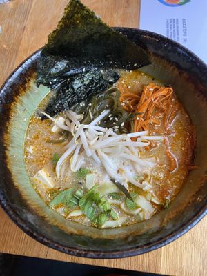 Tofu ramen with pak-Choi, marinated carrot and Kombu   at Zjesc in Warsaw