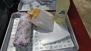 Wrapped veggie fajita for €7,50; nachos and Mexican lemonade at Nachos in Amiens