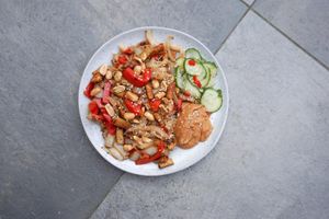 Asian delight with peanut sauce  at Mañana Nijmegen in Nijmegen