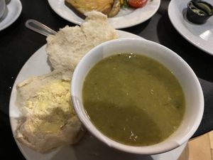 Leek and potato soup   at Alpine Coffee Shop and Gallery in Betws-y-coed
