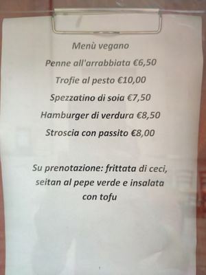 Vegan menu at La Locanda di Lo in Finale Ligure