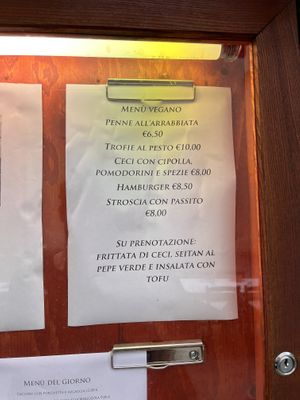 The separate vegan menu in September 2022  at La Locanda di Lo in Finale Ligure