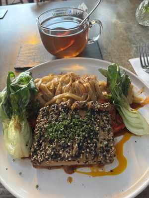 Tofu with noodles   at Violeta in Santiago