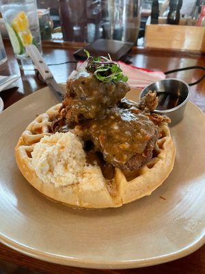 Chik'n and Waffles at Plum Bistro in Seattle