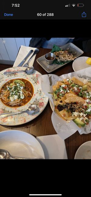 chili, nachos, and calamari   at Plum Bistro in Seattle