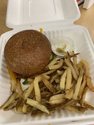 Buffalo portobello burger  at Plum Bistro in Seattle