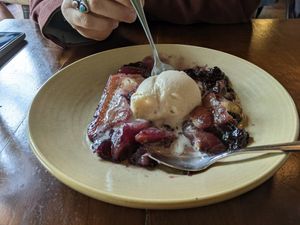 Blueberry cobbler a la mode at Plum Bistro in Seattle